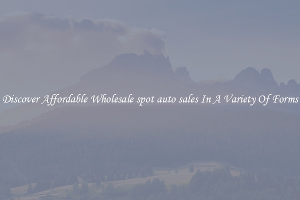 Discover Affordable Wholesale spot auto sales In A Variety Of Forms